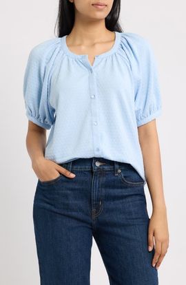 Bobeau Bobeau Puff Sleeve Top