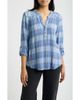 Bobeau Bobeau Roll Sleeve Plaid Top - 1