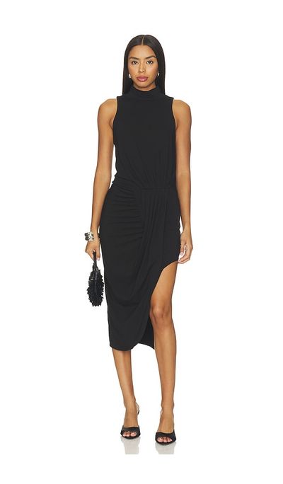 Bobi Bobi Mock Neck Pleated Dress