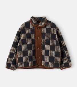 Bobo Choses Bobo Choses Almost Moiré checked cotton teddy jacket