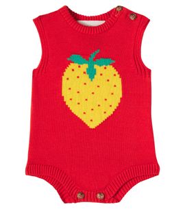 Bobo Choses Bobo Choses Baby Pixel Strawberry cotton playsuit