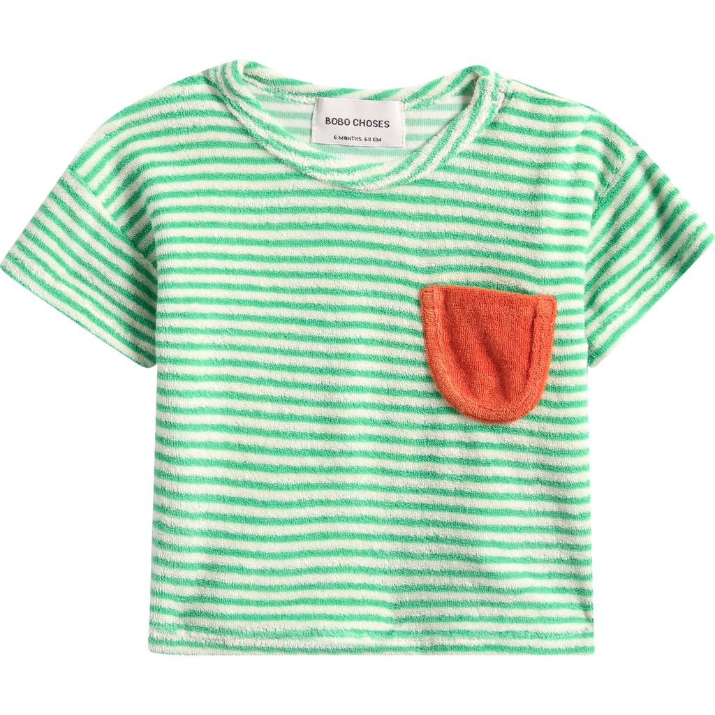 Bobo Choses Bobo Choses Green Stripes Terry Cloth T-Shirt 