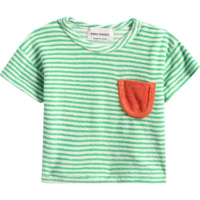 Bobo Choses Bobo Choses Green Stripes Terry Cloth T-Shirt 