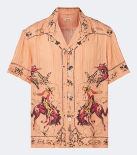 Bode Bode Bronco printed silk baseball shirt