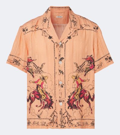Bode Bode Bronco printed silk baseball shirt