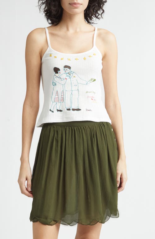 Bode Bode Companion Embroidered Cotton Rib Camisole