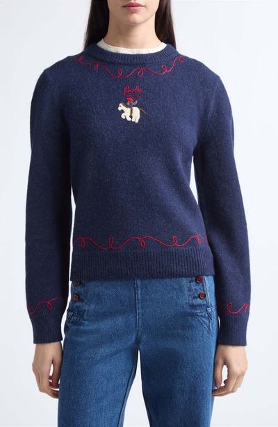 Bode Bode Cowboy Appliqué Alpaca & Merino Wool Sweater