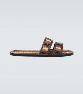 Bode Bode Duotone leather-trimmed slides