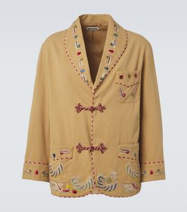 Bode Bode Feather Runner embroidered cotton jacket