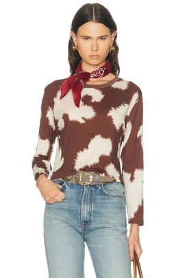 BODE BODE Featherweight Cow Print Long Sleeve Tee