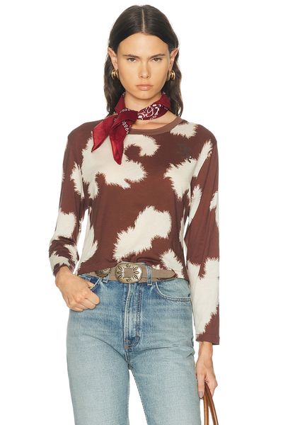 BODE BODE Featherweight Cow Print Long Sleeve Tee
