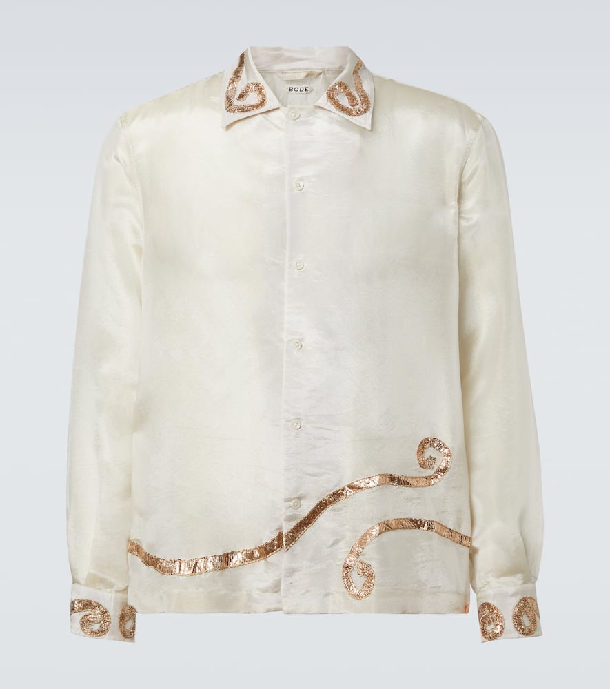Bode Bode Lido appliquÃ© semi-sheer shirt