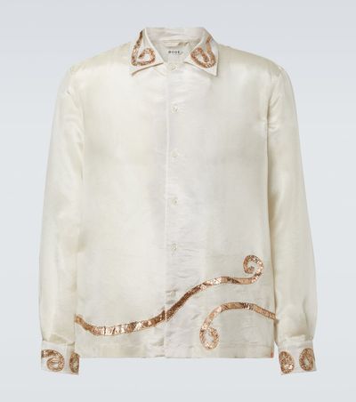 Bode Bode Lido appliquÃ© semi-sheer shirt