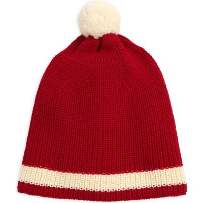 Bode Bode Stripe Merino Wool Pom Beanie
