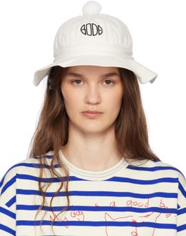 Bode Bode White Paneled Grandfather Bucket Hat