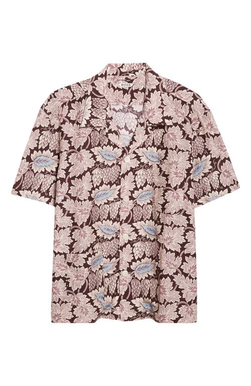 Bode Bode Wisteria Short Sleeve Cotton & Silk Button-Up Shirt