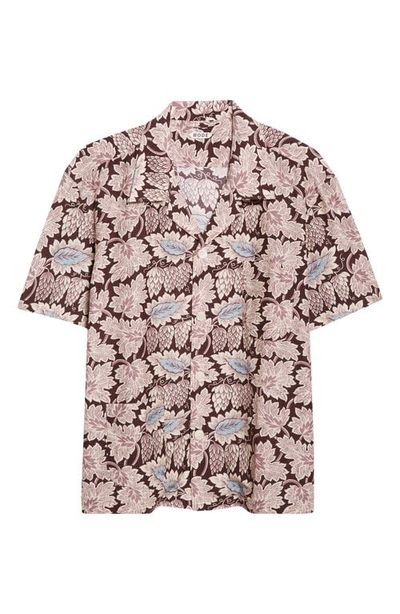 Bode Bode Wisteria Short Sleeve Cotton & Silk Button-Up Shirt