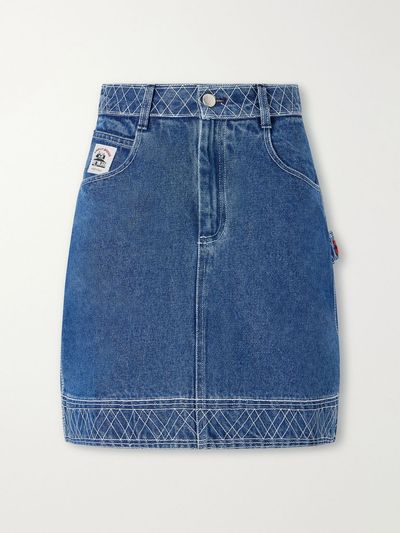 BODE Embroidered cotton mini skirt