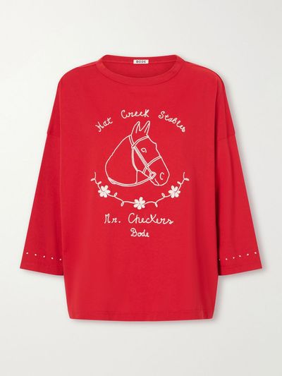 BODE Stables embroidered cotton-jersey T-shirt
