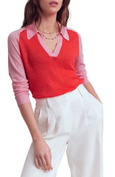 Boden Boden Agnes Colorblock Johnny Collar Sweater