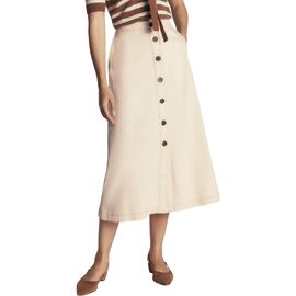 Boden Boden Button Front Denim Midi Skirt