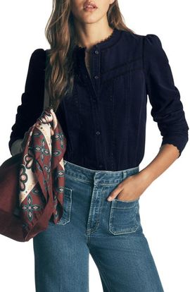 Boden Boden Carmen Lace Trim Corduroy Top