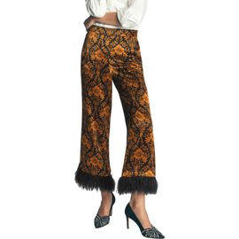 Boden Boden Faux Feather Trim Floral Jacquard Trousers