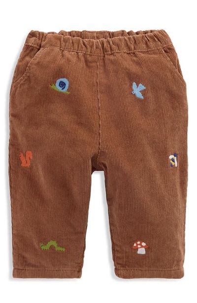 Boden Boden Kids' Embroidered Cotton Corduroy Trousers