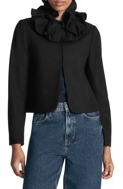 Boden Boden Ruffle Neck Wool Blend Jacket
