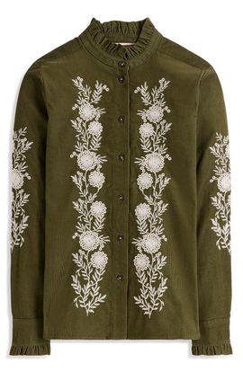 Boden Boden Sienna Frill Embroidered Corduroy Shirt