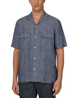 Boggi Milano Boggi Milano Camp Collar Linen Denim Shirt