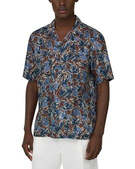 Boggi Milano Boggi Milano Camp Collar Tropical Linen Shirt