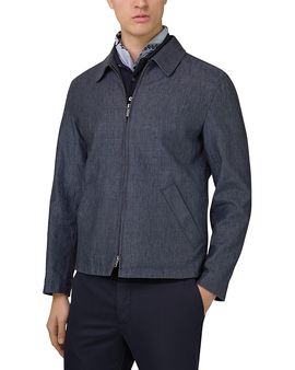 Boggi Milano Boggi Milano Regular Fit Denim Linen Bomber Jacket