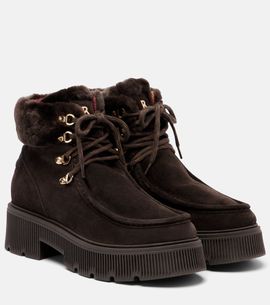 Bogner Bogner Turin shearling-trimmed suede lace-up boots