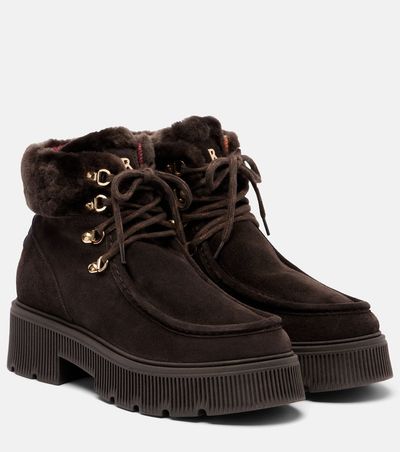 Bogner Bogner Turin shearling-trimmed suede lace-up boots