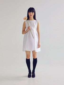 bomnal boutique JACQUARD MINI DRESS - WHITE