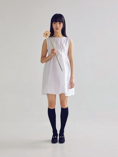 bomnal boutique JACQUARD MINI DRESS - WHITE