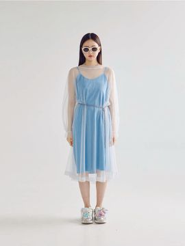 bomnal boutique SEE THROUGH MIDI DRESS _ GRAY