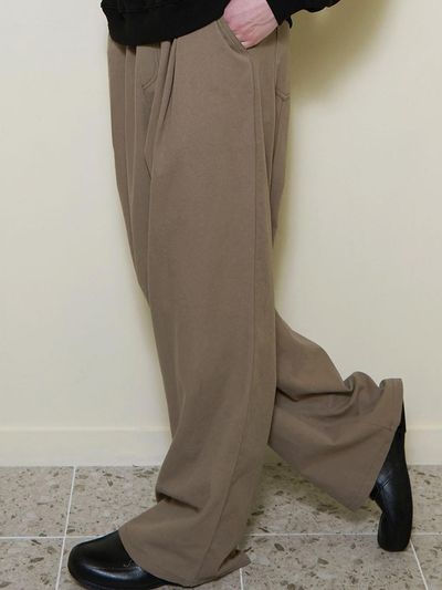 BONATS PALETTE Cotton Single-Pleated Wide-Leg Pants [BEIGE]
