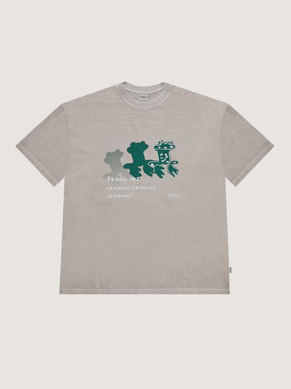 BONATS PALETTE Front Print Pigment T-shirt [BEIGE]