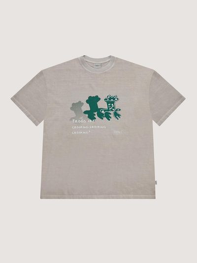 BONATS PALETTE Front Print Pigment T-shirt [BEIGE]