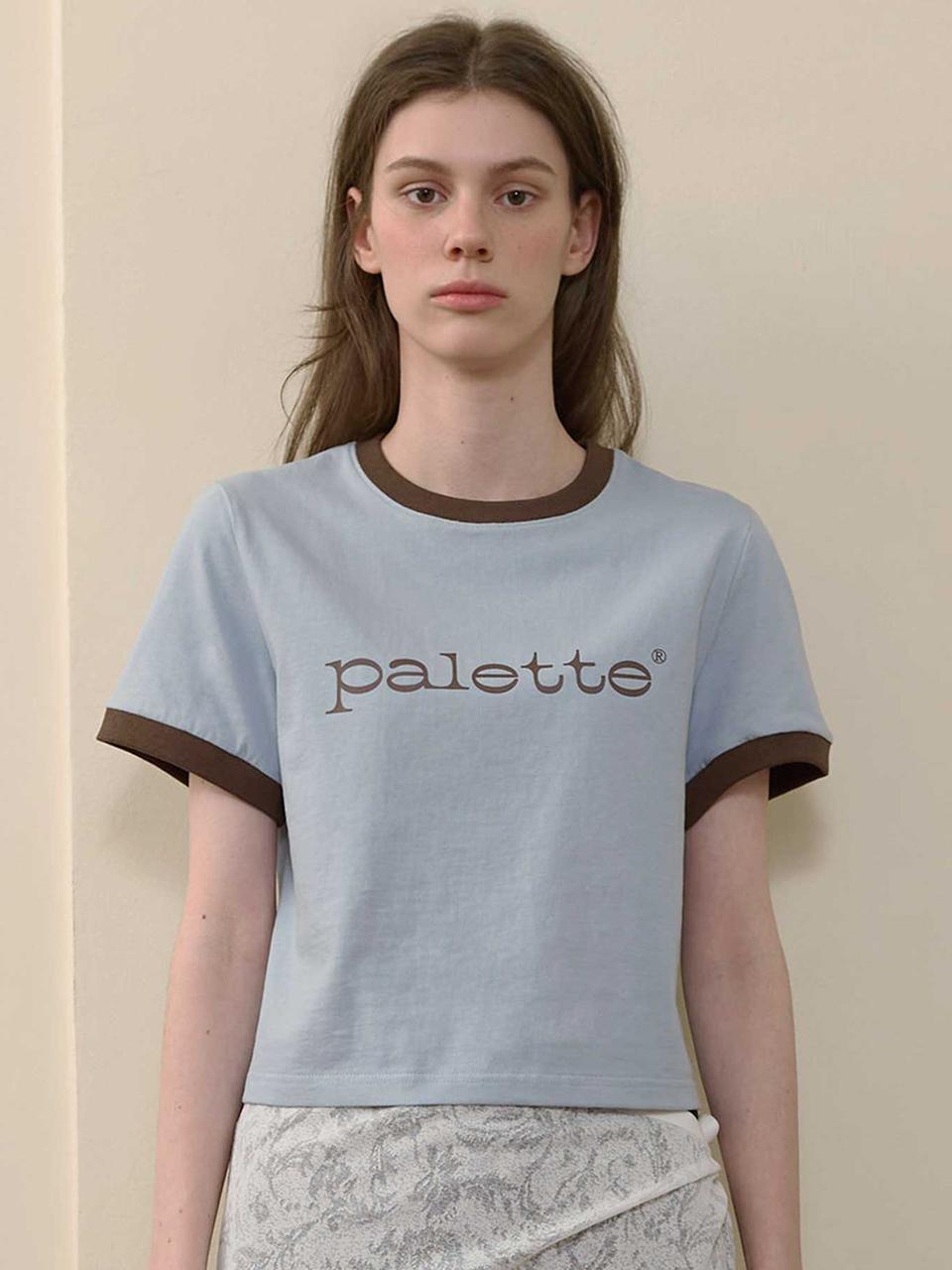 BONATS PALETTE Palette Semi-Crop Short Sleeve T-shirt [BLUE]