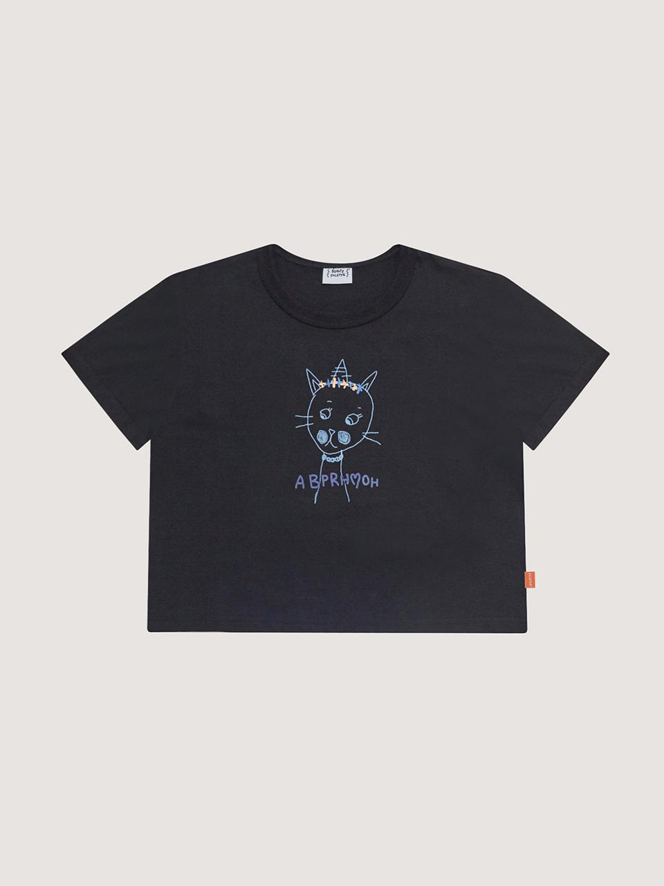 BONATS PALETTE Princess Cat Crop T-shirt [BLACK]