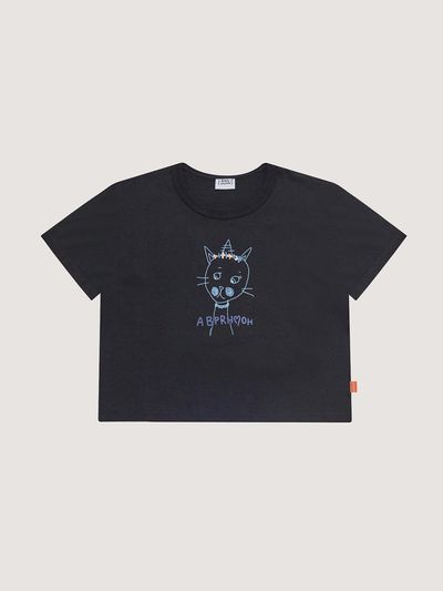 BONATS PALETTE Princess Cat Crop T-shirt [BLACK]