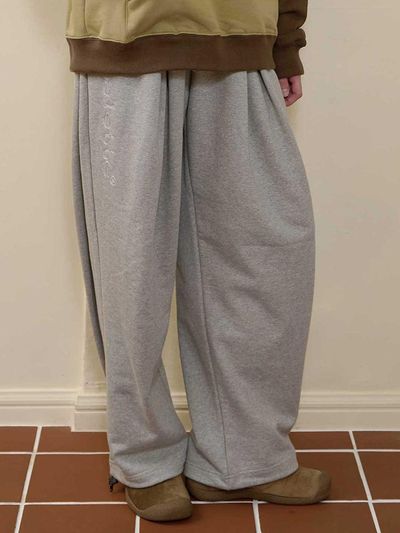 BONATS PALETTE Stitch Logo Double-Pleated Wide Sweat Pants
