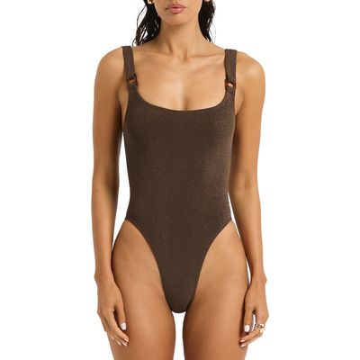 bond-eye bond-eye Maddox Metallic Ribbed One Piece Swimsuit