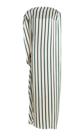BONDI BORN BONDI BORN Cannes Asymmetric Striped Silk Maxi Dress