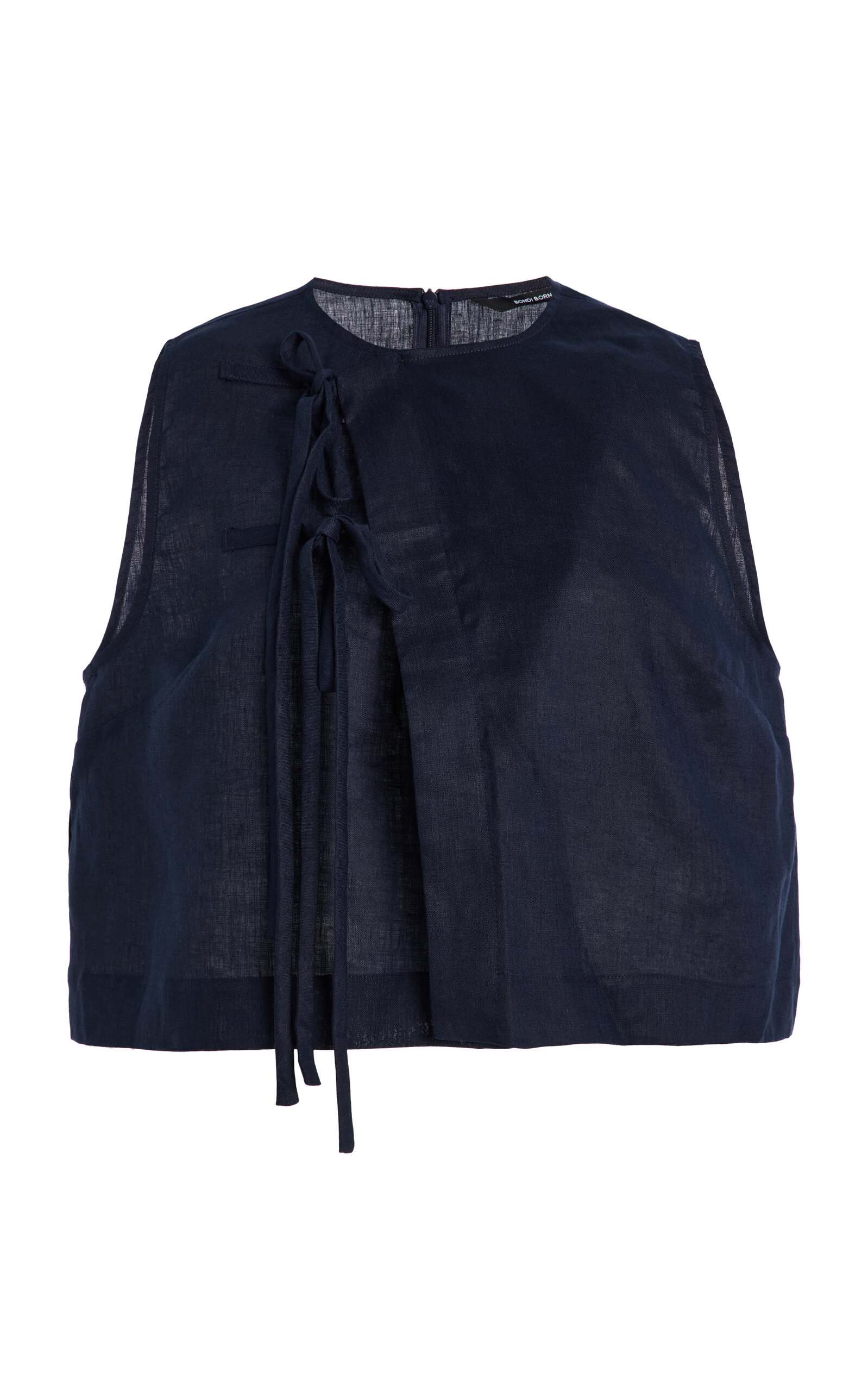 BONDI BORN BONDI BORN Leiden TieFront Linen Top Blue M