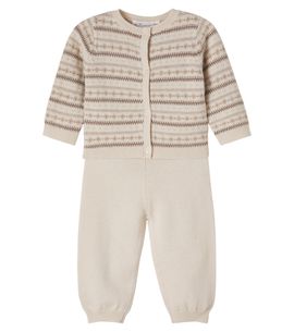 Bonpoint Bonpoint Baby Grifin wool and cotton cardigan and pants set