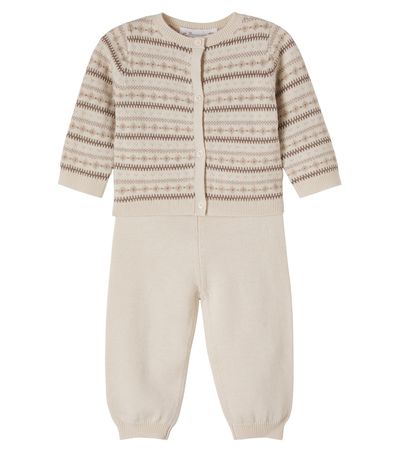 Bonpoint Bonpoint Baby Grifin wool and cotton cardigan and pants set